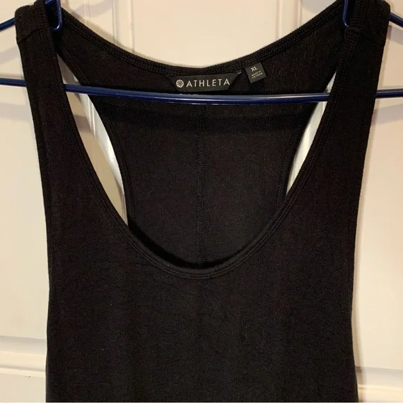 Athleta Tank Top Ribbed Draped Back Scoop Neck Ultra Soft Tencel Modal Black XL - Picture 2 of 8